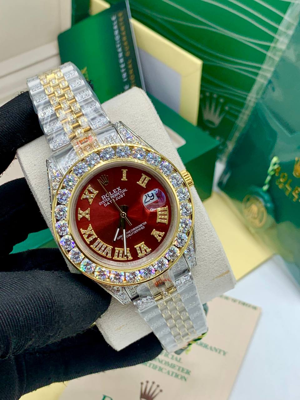 Iced-Out Rolex Date Just Watch